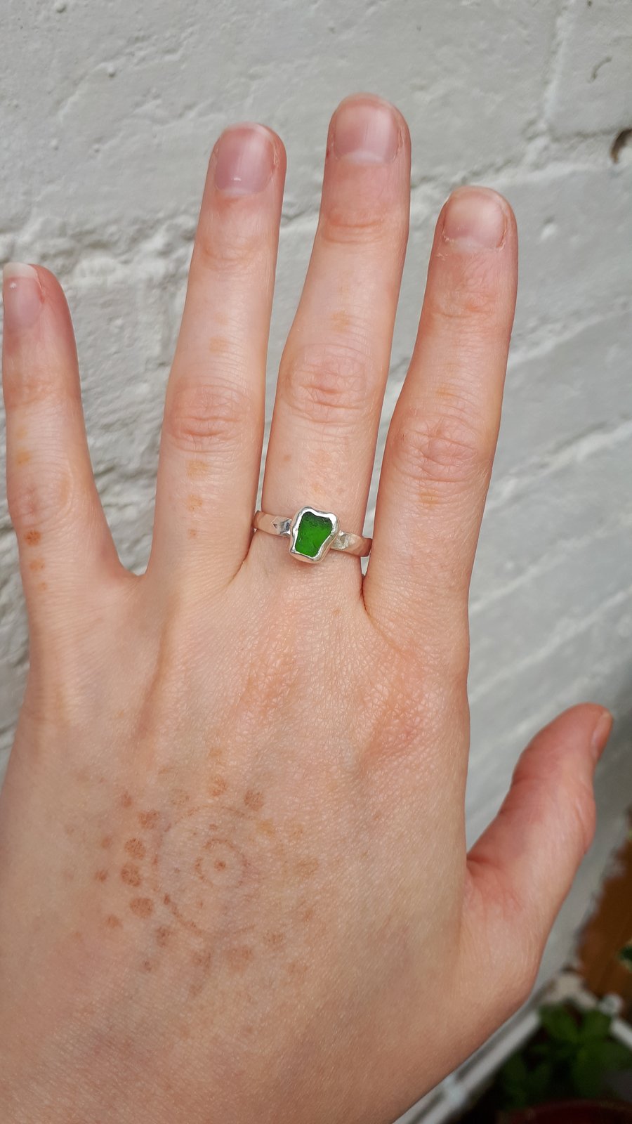 Kelly green sea glass ring