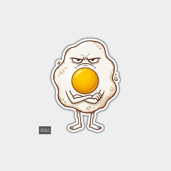 Funny Vinyl Die Cut Sticker For Adults - Grumpy Egg 