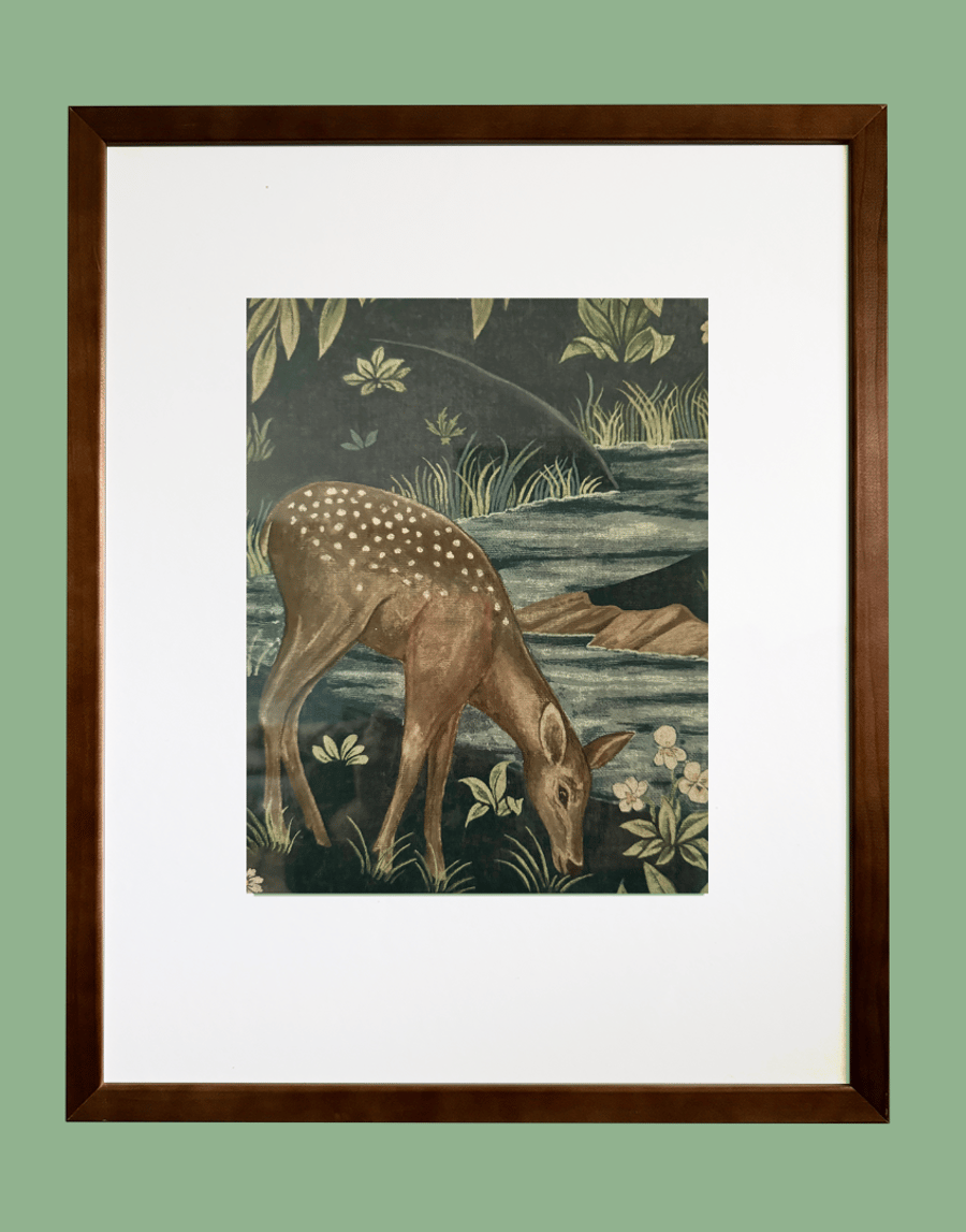 Repurposed William Morris Vintage Wallpaper Sample Framed Wall Art ‘The Brook’
