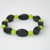 Black onyx and green peridot stretchy bracelet