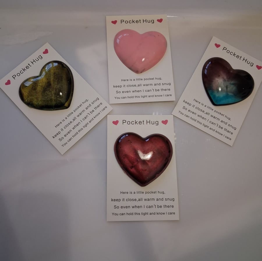 Pocket hugs. Handmade epoxy resin heart.