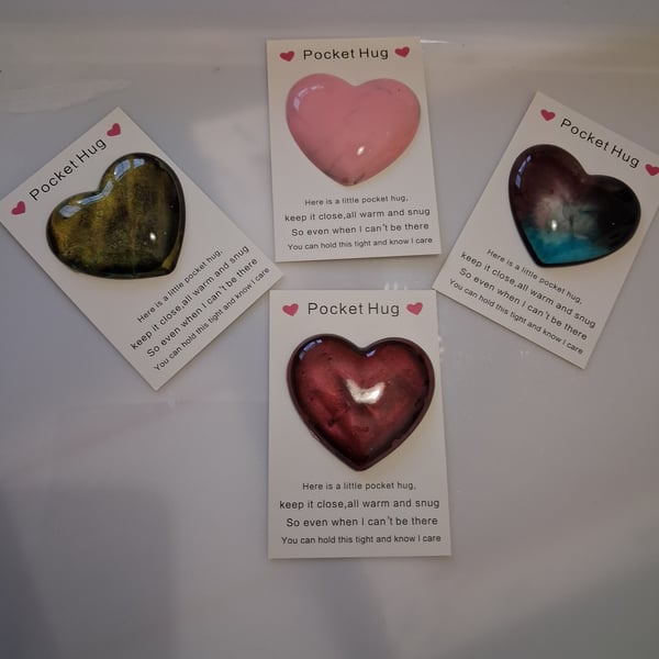 Pocket hugs. Handmade epoxy resin heart.