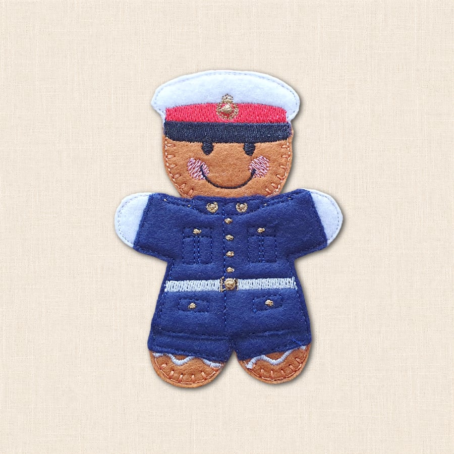 Royal Marine Gingerbread Decoration - Embroidered Military Character