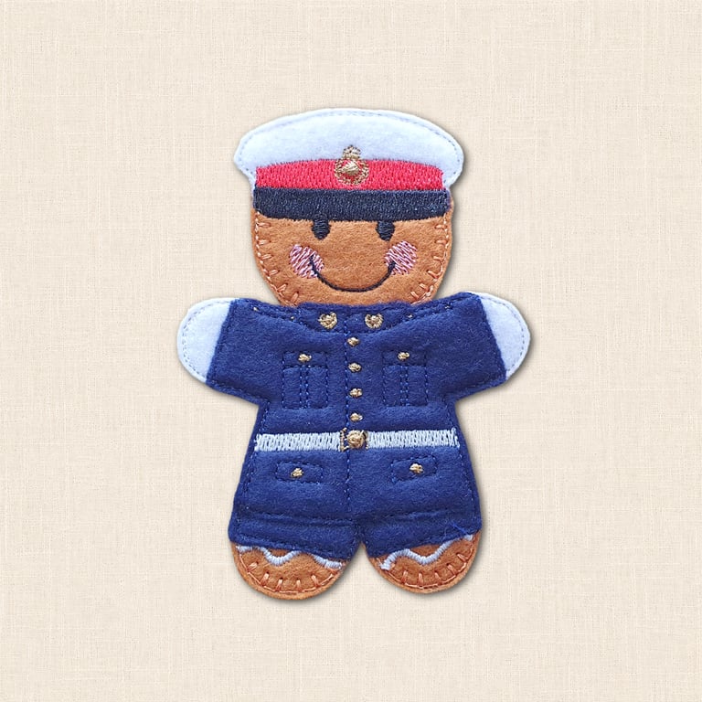 Royal Marine Gingerbread Decoration - Embroidered Military Character