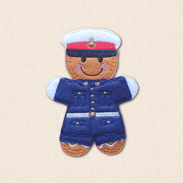 Royal Marine Gingerbread Decoration - Embroidered Military Character