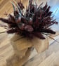 Dried Flower Bouquet Burgundy Boho Rustic Arrangement Poppy Seed Heads & Bun - Image 9