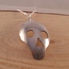 Silver Plated Upcycled Small Pierced Skull Spoon Necklace SPN071605