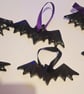 Set of 6 Handmade Ceramic Halloween Bat Decorations.