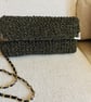 Handmade Italian Crochet Shoulder Bag – Black & Gold Lurex