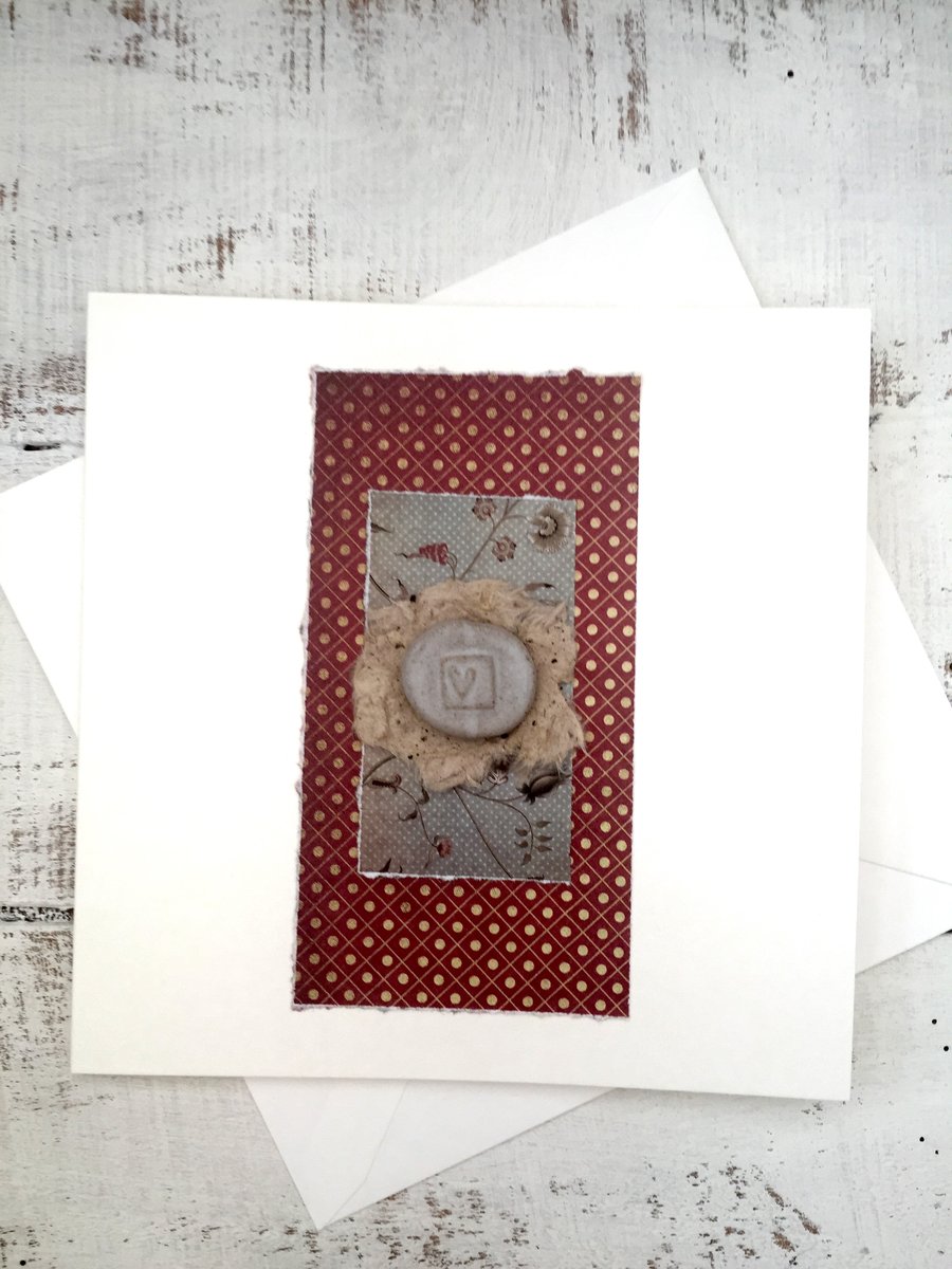 Handmade ceramic Gift card, blank greetings card, ceramic design 