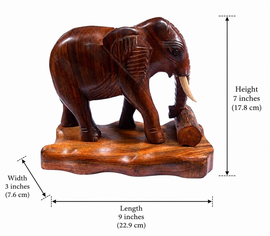 Hand Carved Wooden Elephant Sculpture - Elephant Ornament - Wildlife Home Decor