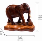 Hand Carved Wooden Elephant Sculpture - Elephant Ornament - Wildlife Home Decor