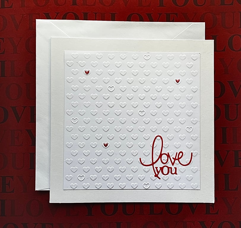 Embossed “Love You” Greeting Card – Romantic Card 