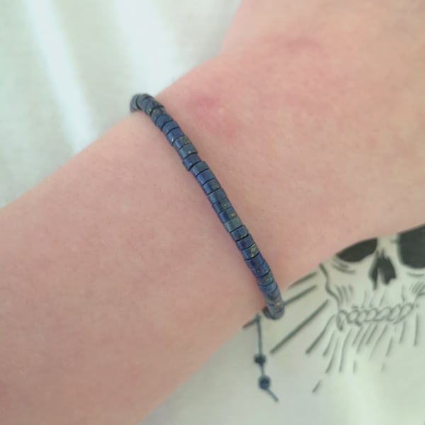 Men's lapis lazuli adjustable bracelet 