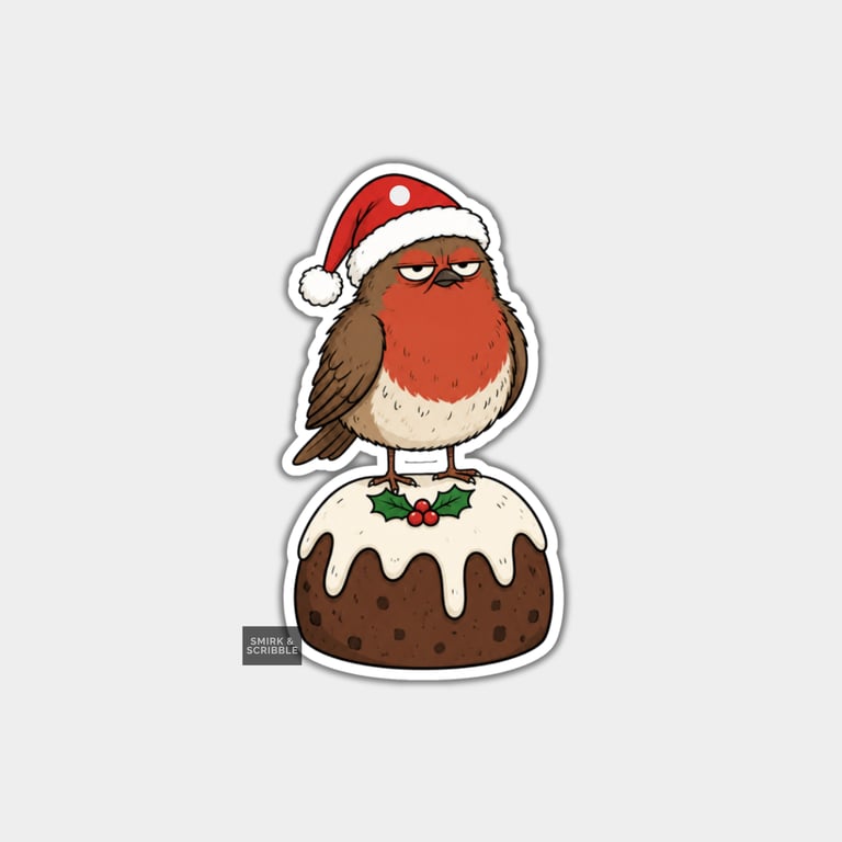 Unique Funny Christmas Gift Tags For Adults, 6pk - Robin On Xmas Pudding