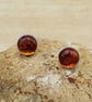 Amber stud earrings. Women's studs Yellow Post earrings 8mm - Image 3