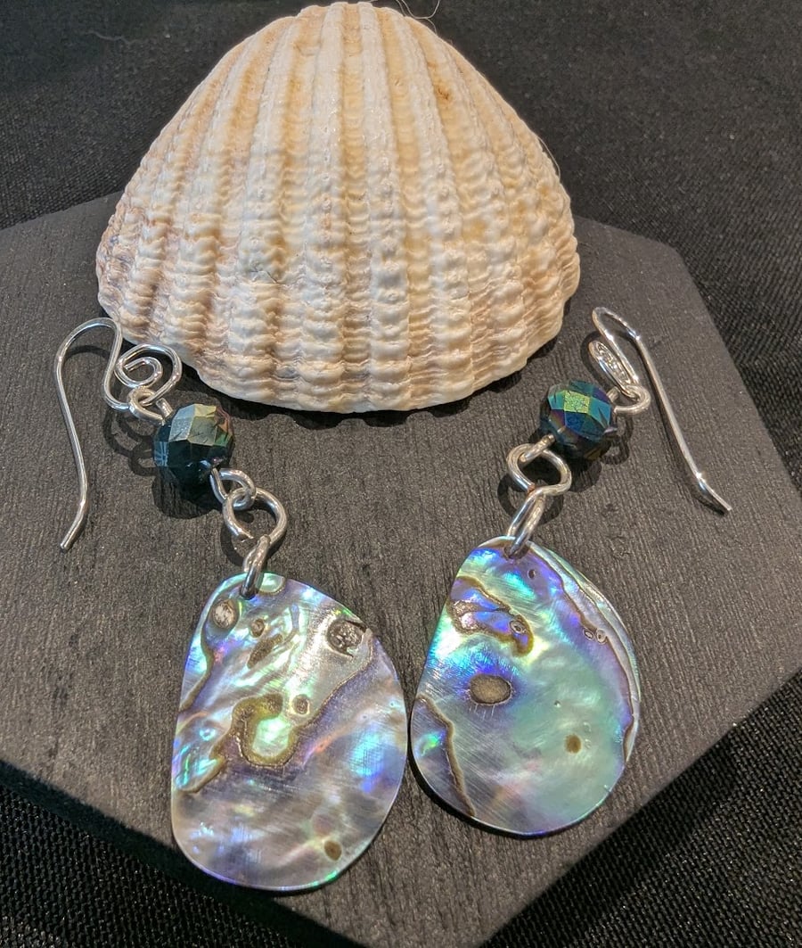 Image of Abalone Shell & Chinese Crystal drop Earrings