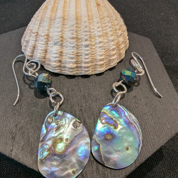 Abalone Shell & Chinese Crystal drop Earrings