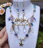 Handmade gold-coated stainless steel necklace and earrings set
