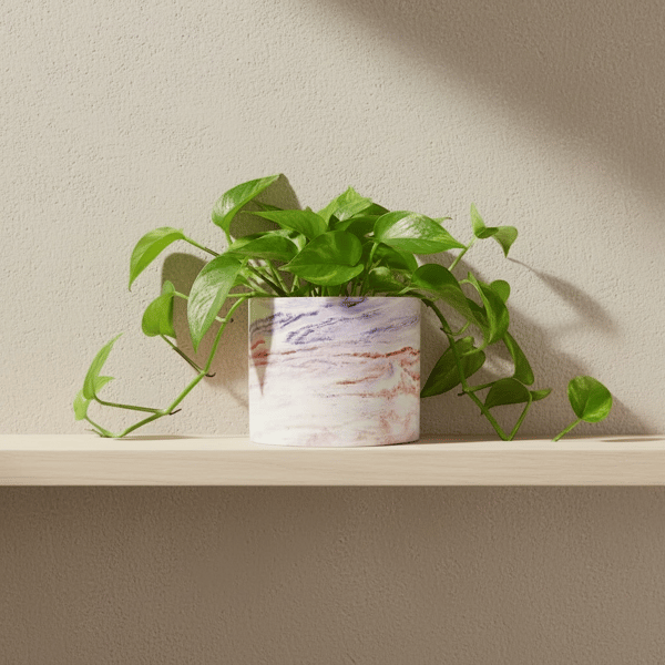 Lilac and Raspberry Swirl Plant Pot  - Large Marbled Pot Holder