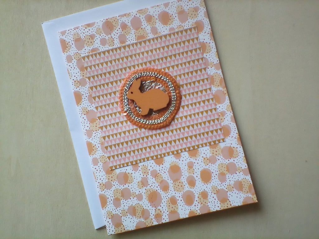 Bunny Rabbit Themed Blank Greetings Card Birthday Thank You etc