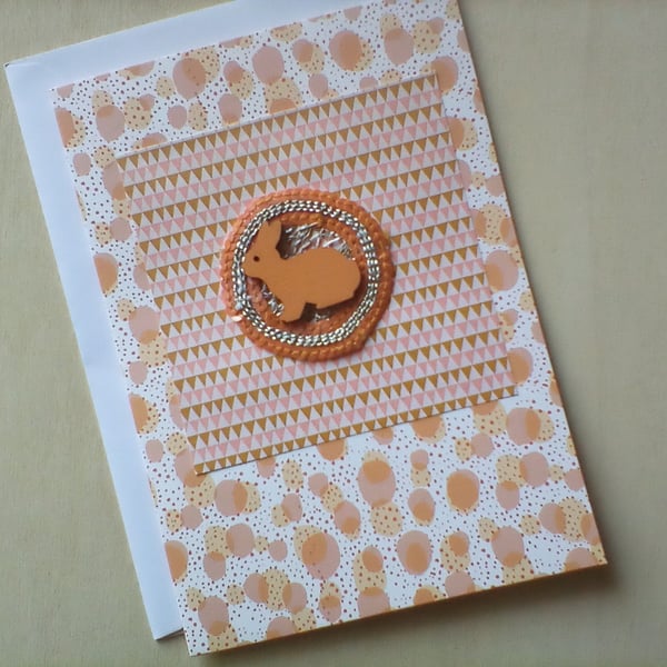 Bunny Rabbit Themed Blank Greetings Card Birthday Thank You etc