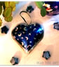 Handmade Blue Metal Heart Decoration with Moons and Stars pattern. - Image 2