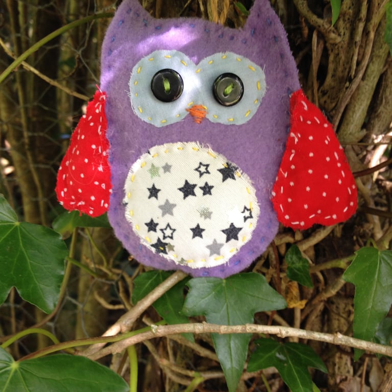 Scrap bag owl decoration.