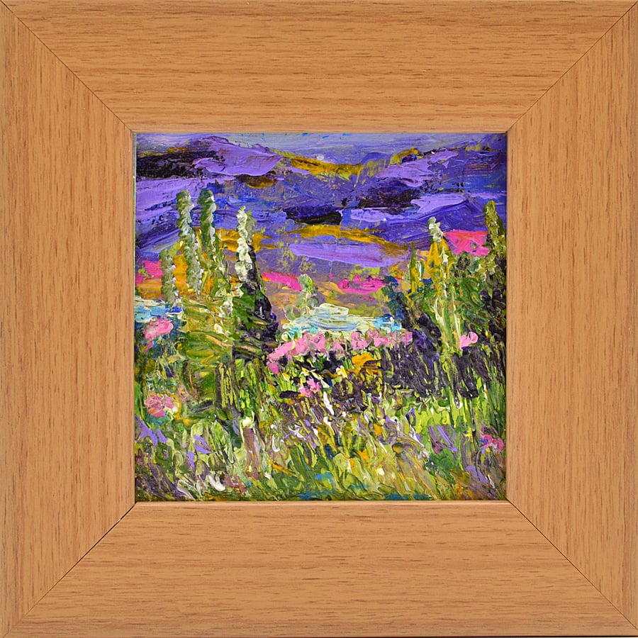 Original Painting of a Scottish Glen. Ready to Hang. (5.5x5.5 inches.)