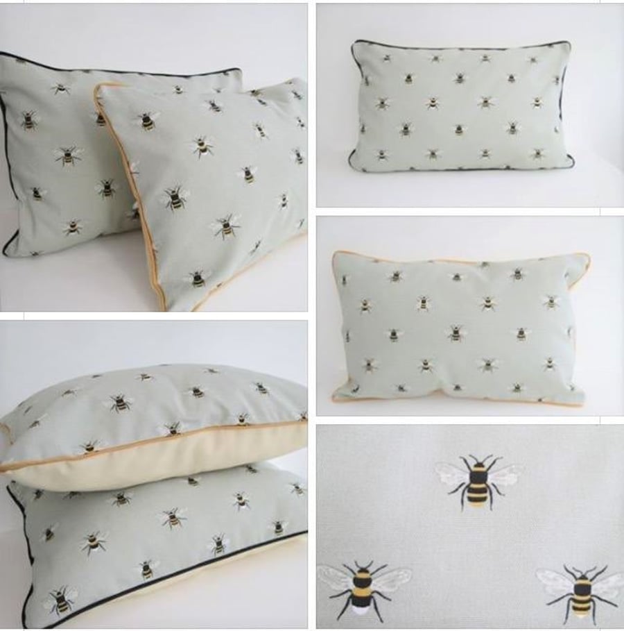 Sophie Allport Bees  Cushion Cover with Black Piping