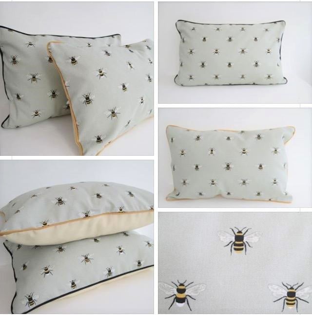 Sophie Allport Bees  Cushion Cover with Black Piping