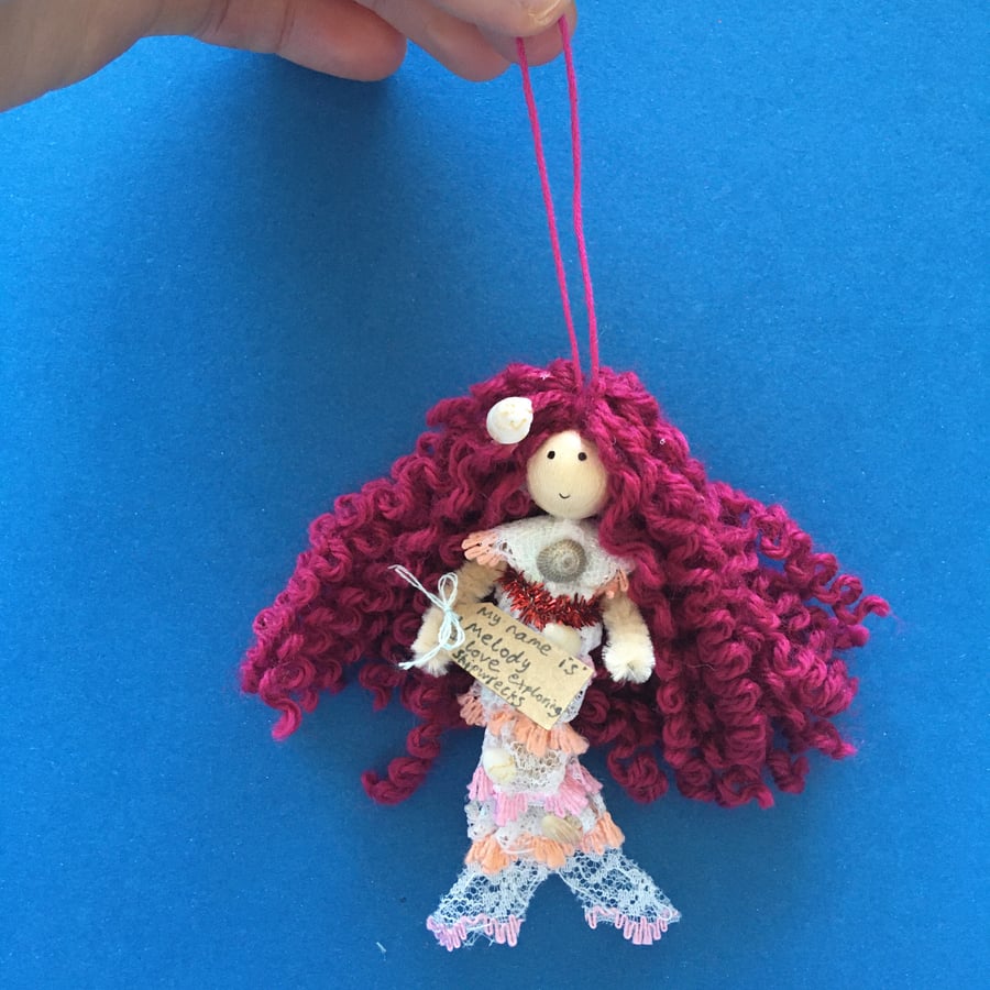 Mermaid Doll Hanging Decoration, Pink, Melody, Sea Themed Mermaid Gift