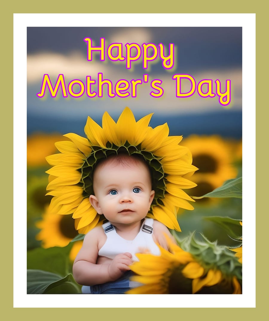 Happy Mother's Day Baby Sunflower Card A5