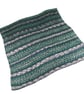 Hand Knitted Baby Blanket Green Grey Cream Fair Isle Pram Blanket Neutral Gift