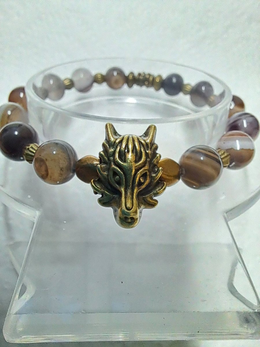 Beaded Stretch Wolf Bracelet 