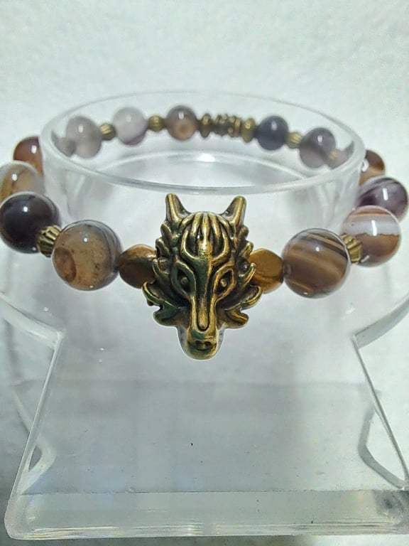 Beaded Stretch Wolf Bracelet 