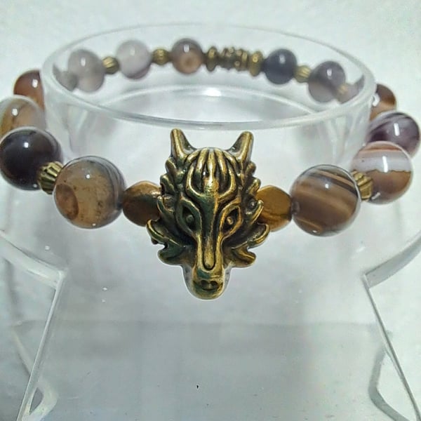Beaded Stretch Wolf Bracelet 