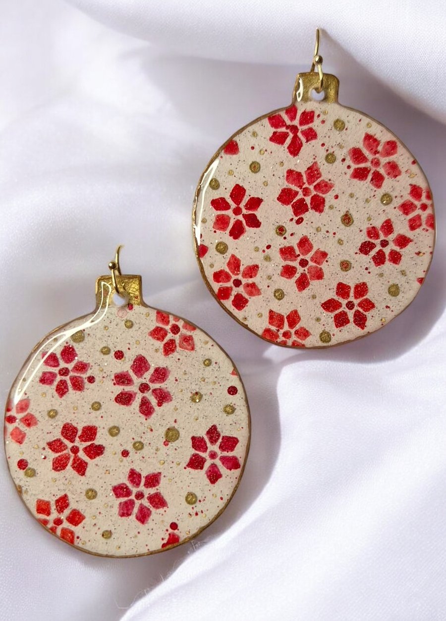 Christmas Statement Earrings, Large, Lightweight, Fun and Stylish, 4.5 x 4cm