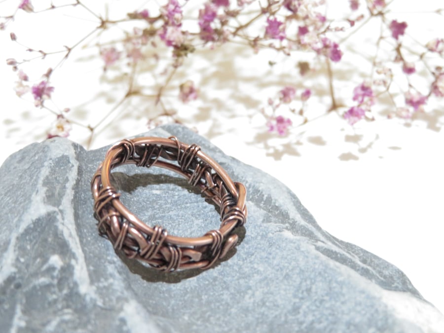 Copper Woven Mens Ring Size R