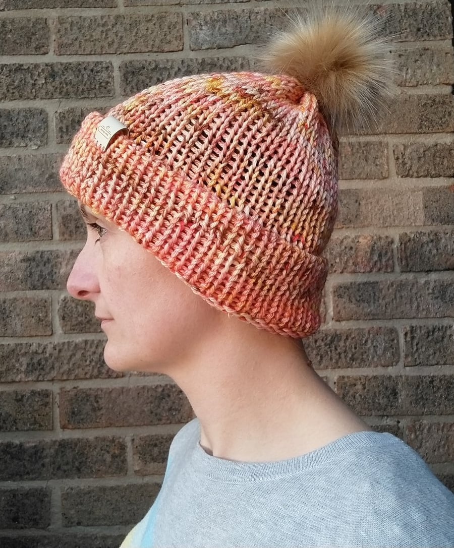 Rose Gold Hat Merino Wool Silk Blend