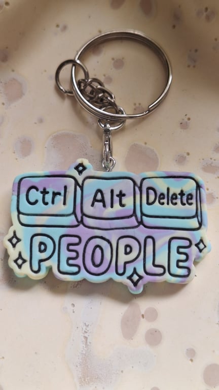 Ctrl, Alt, Delete People Clay Keyring 