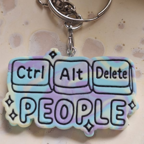 Ctrl, Alt, Delete People Clay Keyring 