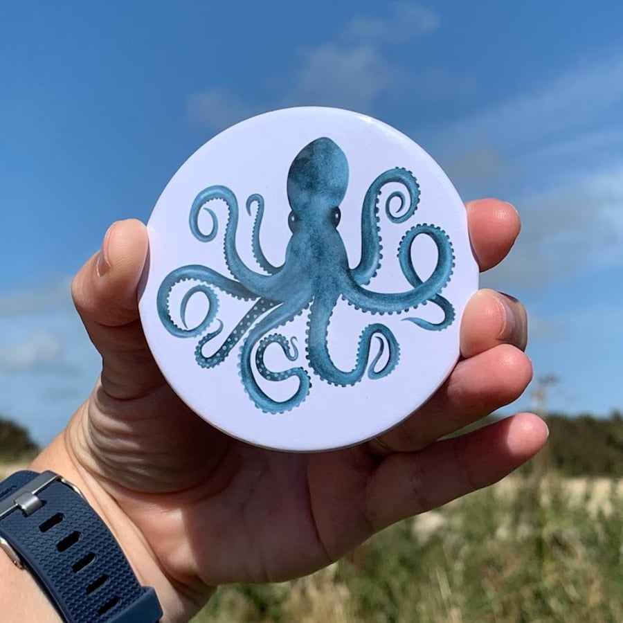 Octopus Illustrated Pocket Mirror 76mm (3 inches)