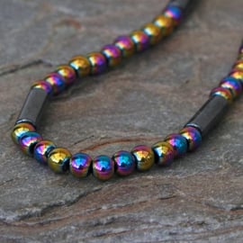 Rainbow Haematite Gemstone Necklace with Sterling Silver Clasp