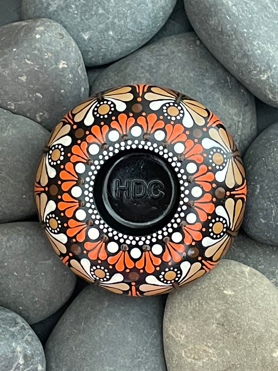 Orange Mandala Tea Light Candle Holder Acrylic Art Painting Hand Painted Unique