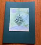 Hand painted Yule Christmas Card 'Silver Solo Yule'