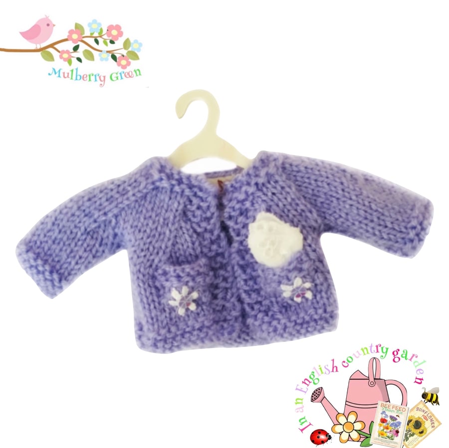 Lavender  Cardigan with little Pockets and a Handkerchief 