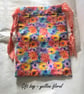 Yellow Floral Drawstring Gift Bag, Eco Friendly Reusable Fabric Bag - Image 4