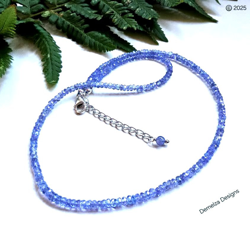A Grade 40ct Genuine Tanzanite Sterling Silver Necklace 