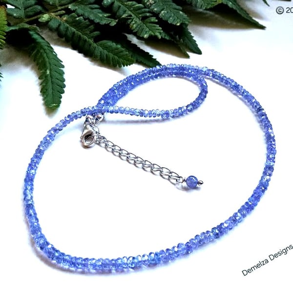 A Grade 40ct Genuine Tanzanite Sterling Silver Necklace 